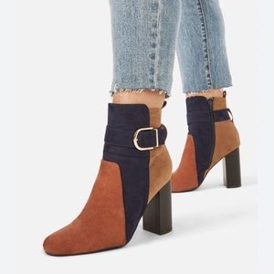 JustFab Joplin Faux Suede Tri-Tone Ankle Boots Size 7